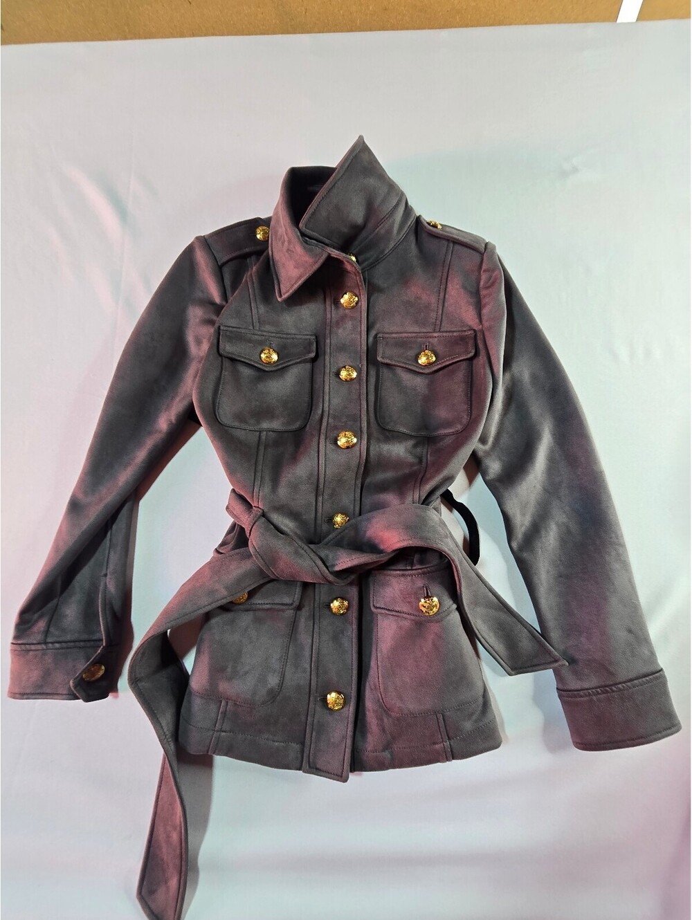 NWT White House Black Market Ultrasuede Safari Jacket S Belted Utility